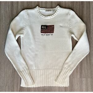 Polo Jeans Co. Ralph Lauren Size M – Vintage USA Flag Knit Cotton Pullover